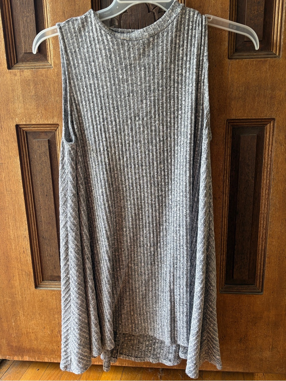 Love in Gray Ribbed Sleeveless Swing Dress
